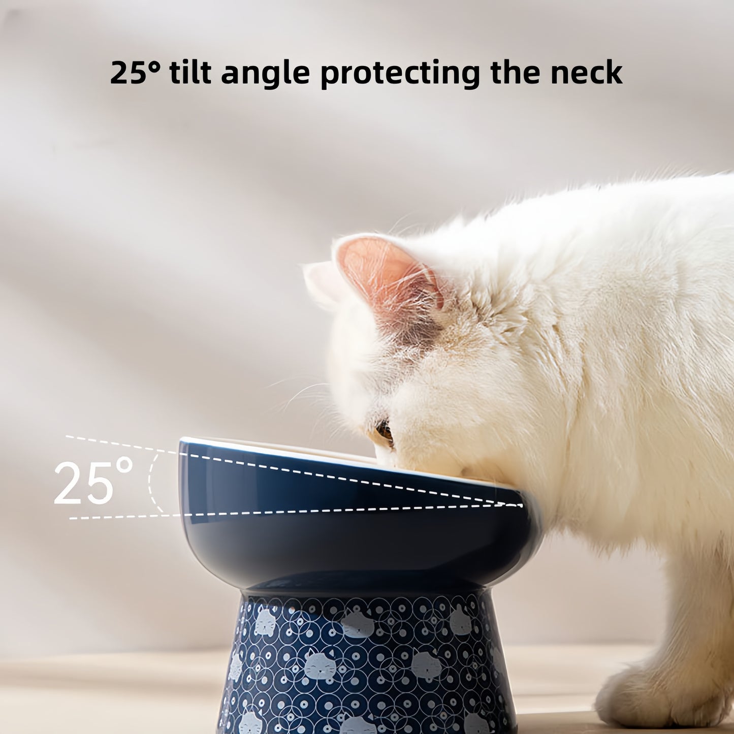 Japanese-Style Ceramic Double Bowl | Anti-Spill Food & Water Bowl for Cats and Dogs