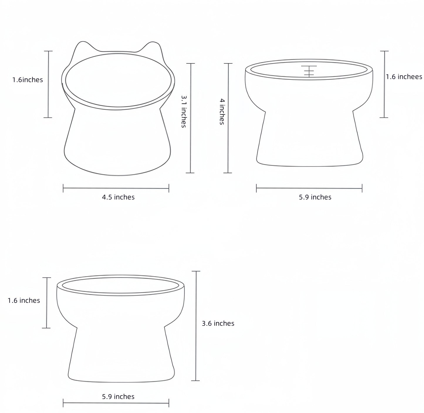 Japanese-Style Ceramic Double Bowl | Anti-Spill Food & Water Bowl for Cats and Dogs