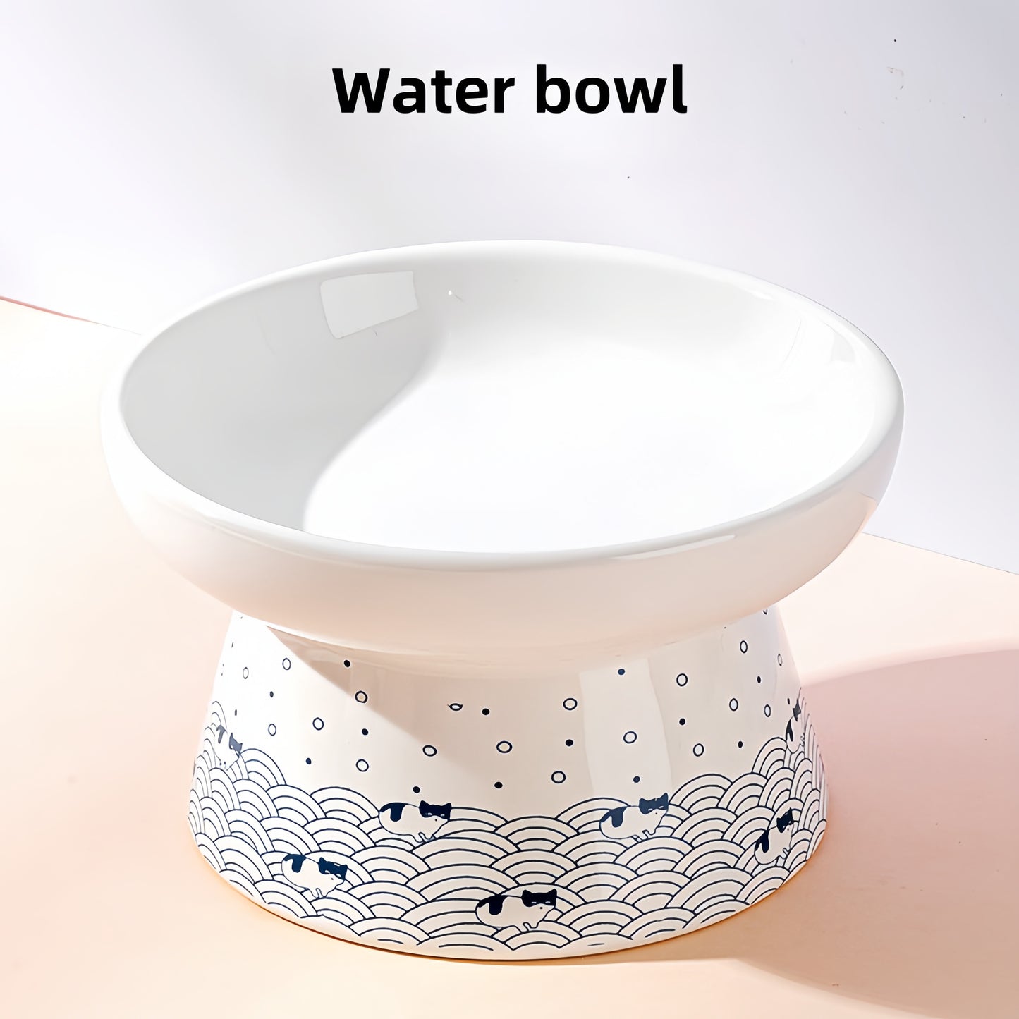 Japanese-Style Ceramic Double Bowl | Anti-Spill Food & Water Bowl for Cats and Dogs