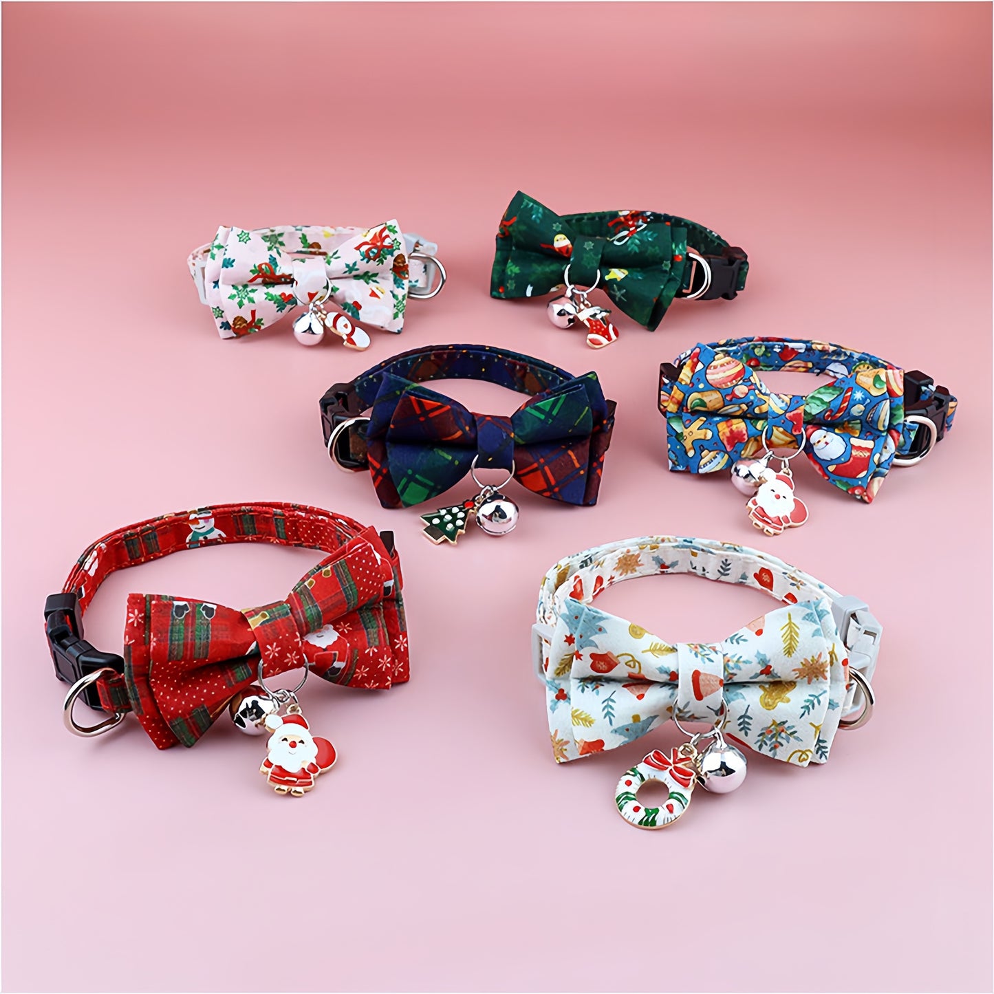 Pet Collar with Detachable Bow Tie – Festive Holiday Collar for Dogs & Cats