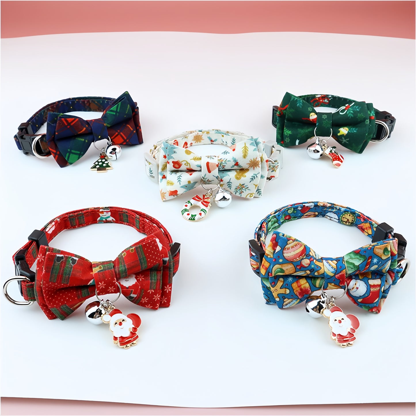 Pet Collar with Detachable Bow Tie – Festive Holiday Collar for Dogs & Cats