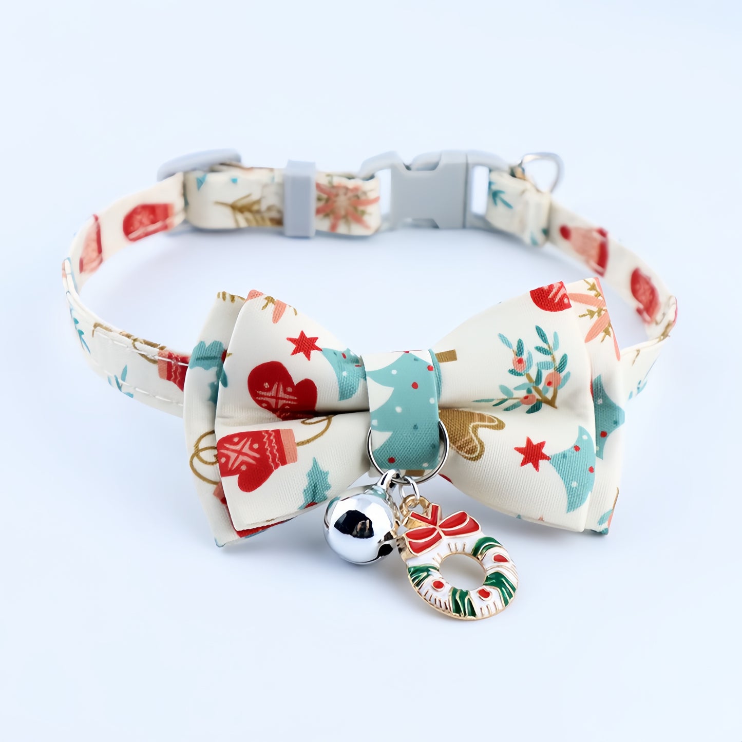 Pet Collar with Detachable Bow Tie – Festive Holiday Collar for Dogs & Cats