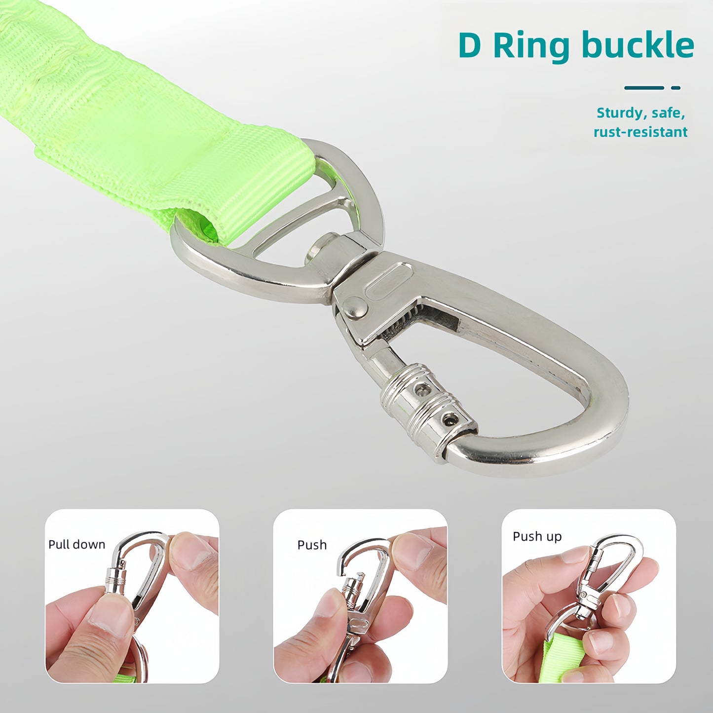 Tactical Bungee Dog Leash with Car Seat Clip – Anti-Shock & Tangle-Free for Strong Pullers
