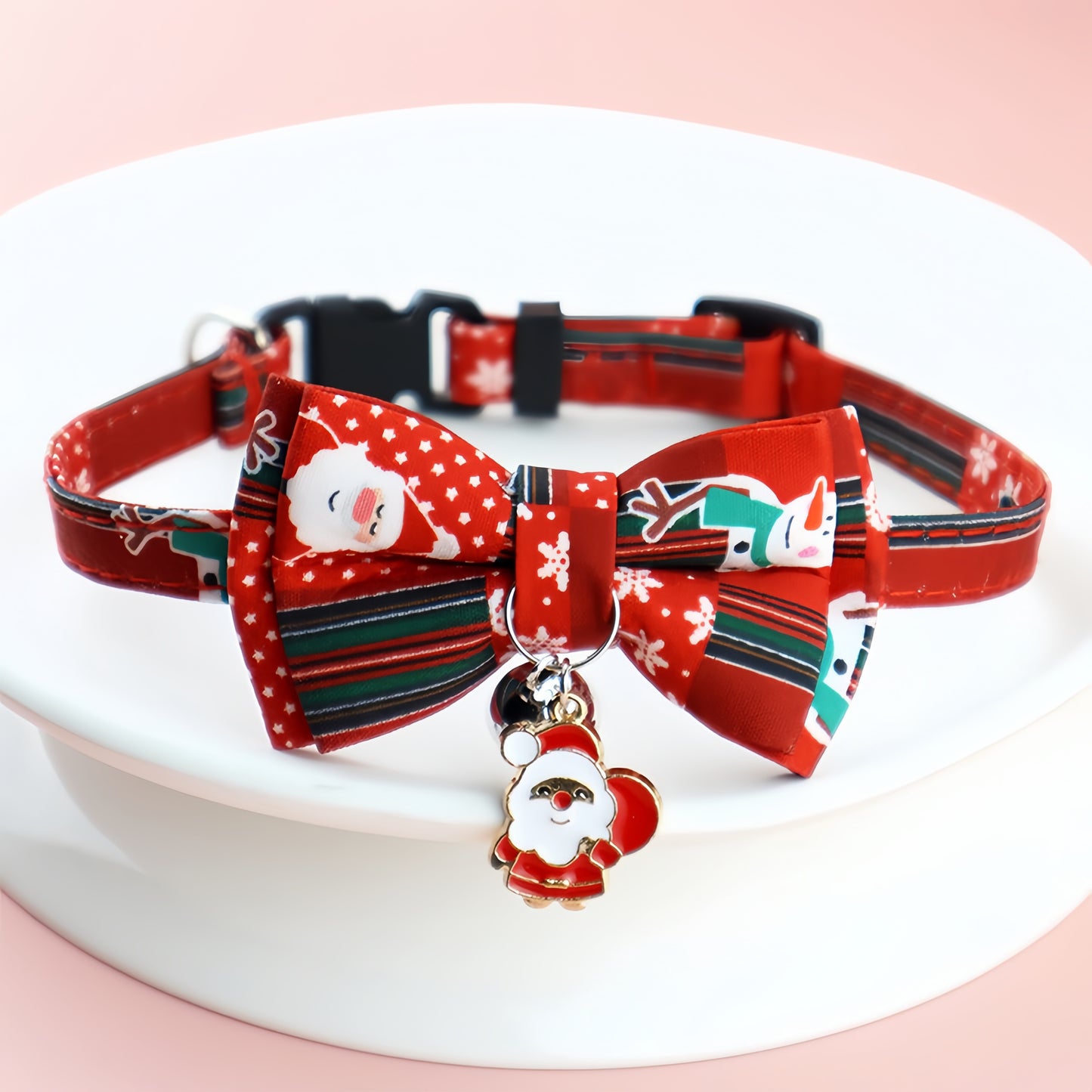 Pet Collar with Detachable Bow Tie – Festive Holiday Collar for Dogs & Cats