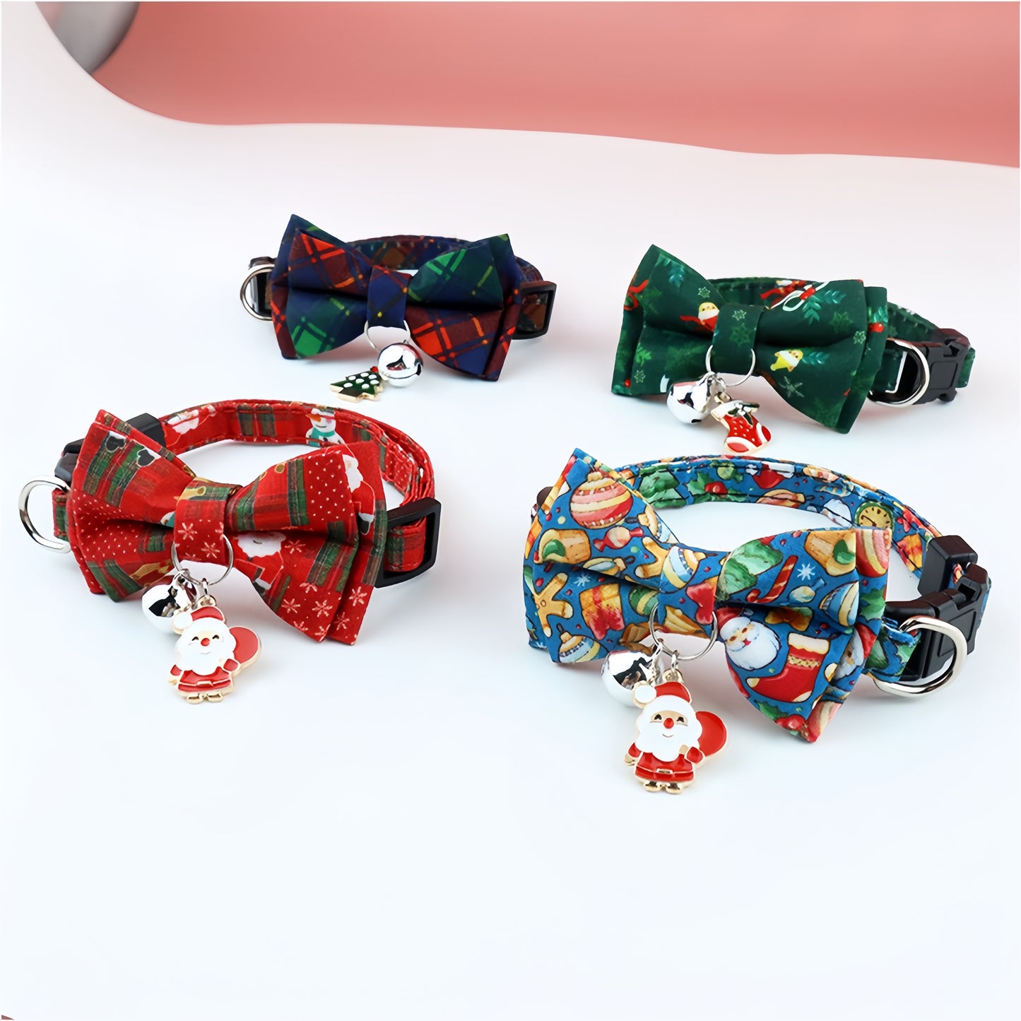 Pet Collar with Detachable Bow Tie – Festive Holiday Collar for Dogs & Cats