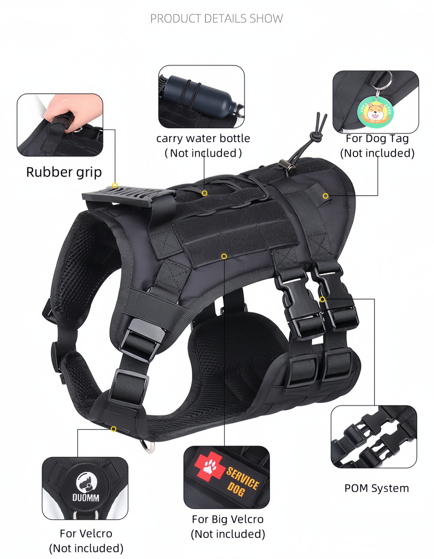 Tactical Dog Vest Harness – Water-Resistant Outdoor Chest Harness for Medium & Large Breeds